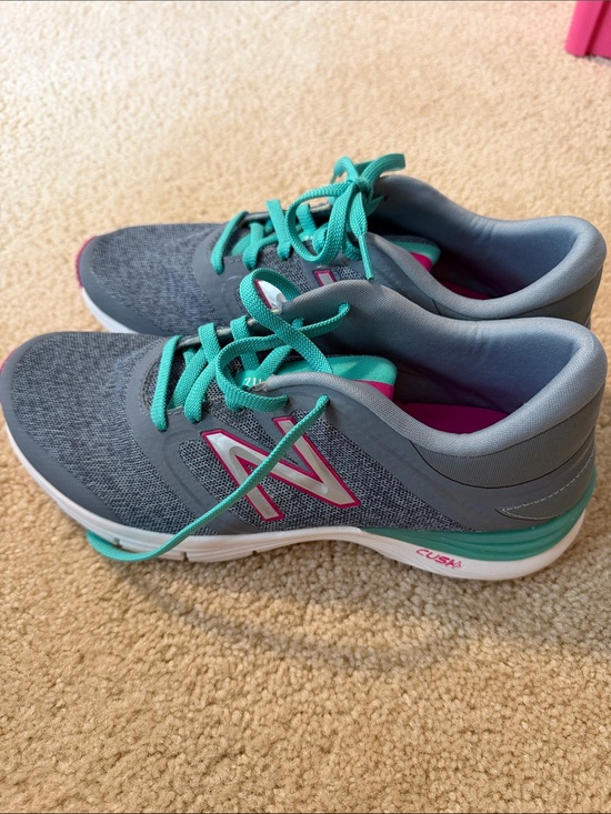 New Balance Shoes - New Balance Gray Athletic Sneakers with Teal & Pink Accents